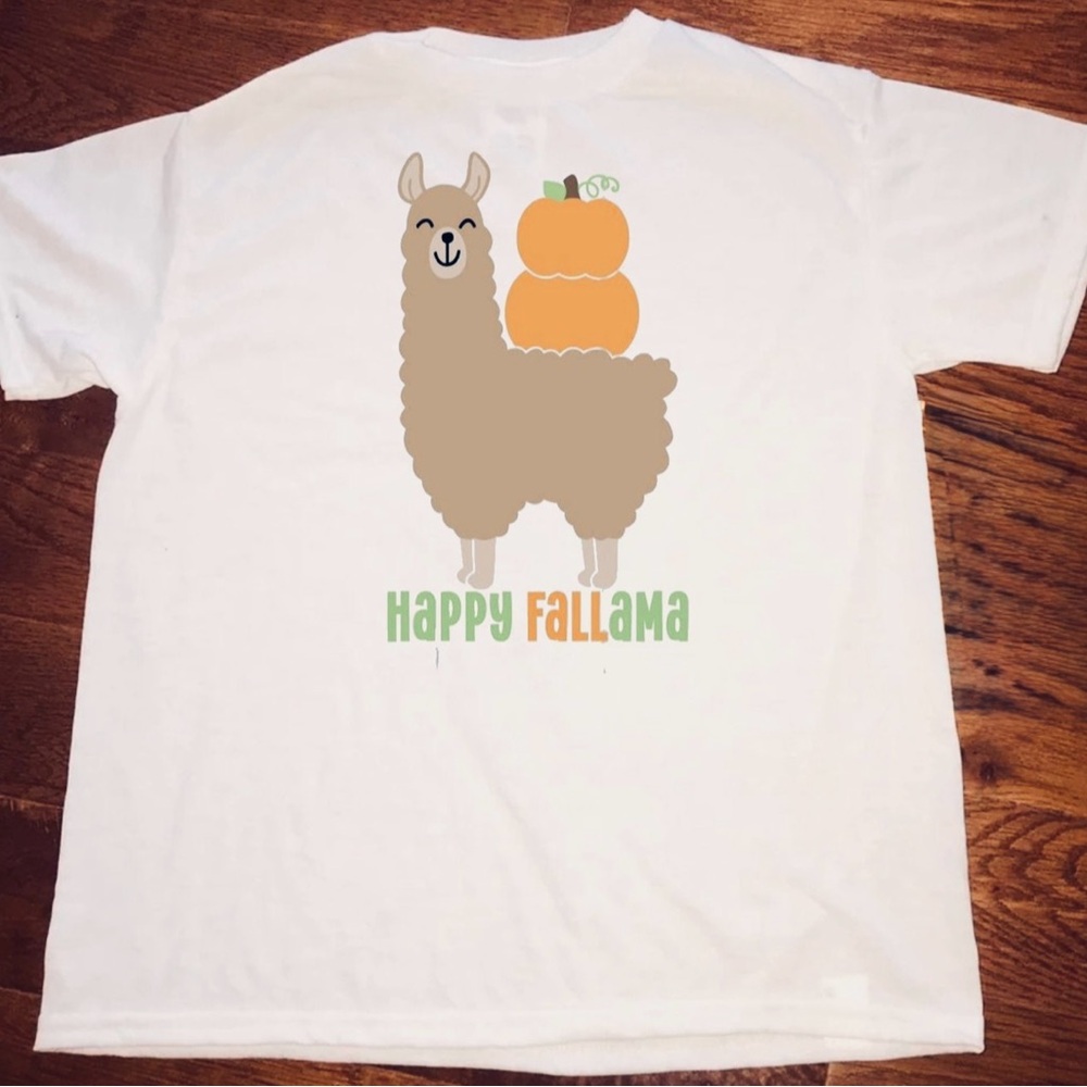 Happy Fall Llama Kids T-Shirt - White